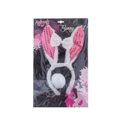 set lapin bunny's rose à paillettes 3pcs