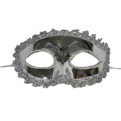 masque dentelles et strass argent adulte