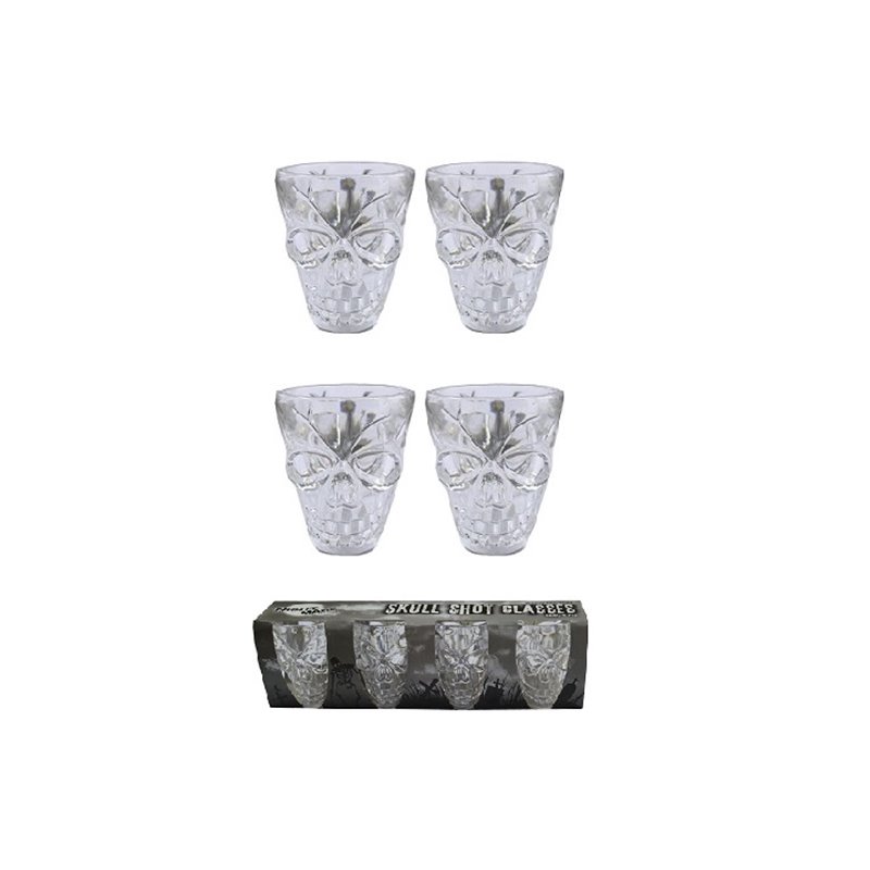 lot de 4 verres shooters motif crâne ii 5cm