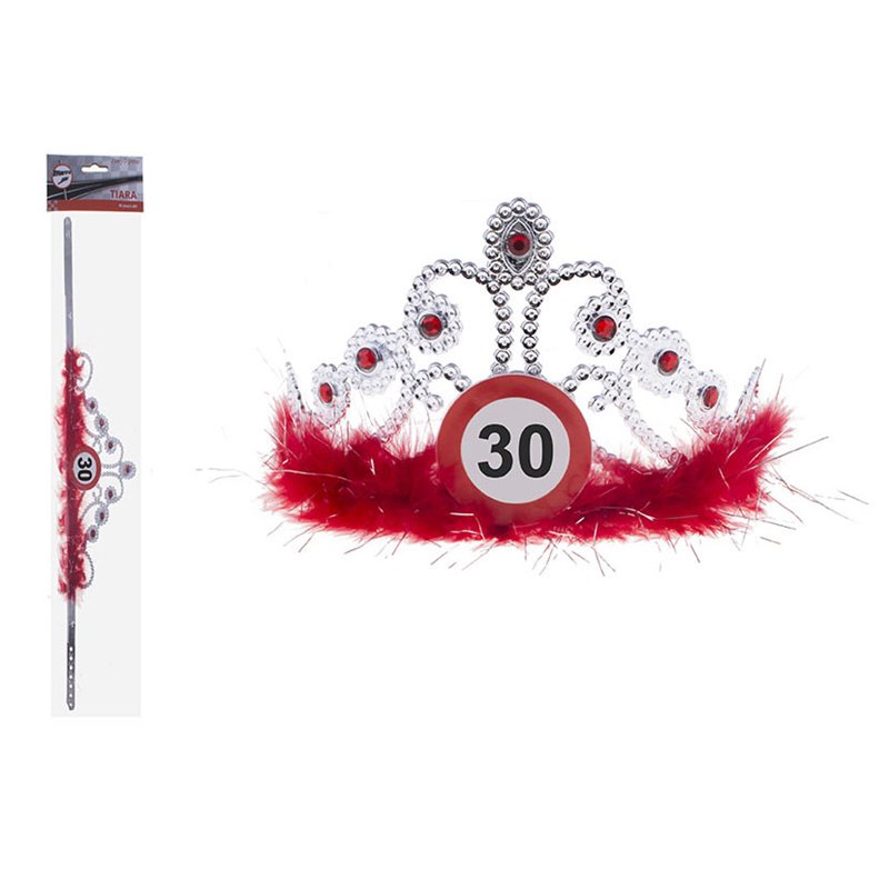 diadème couronne strass & plumes anniversaire 30 ans