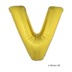 ballon lettre "v" en aluminium 1m or