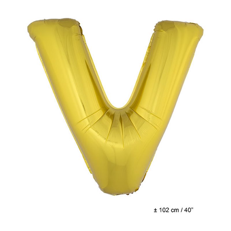 ballon lettre "v" en aluminium 1m or