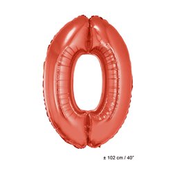 ballon chiffre "0" en aluminium rouge 1m