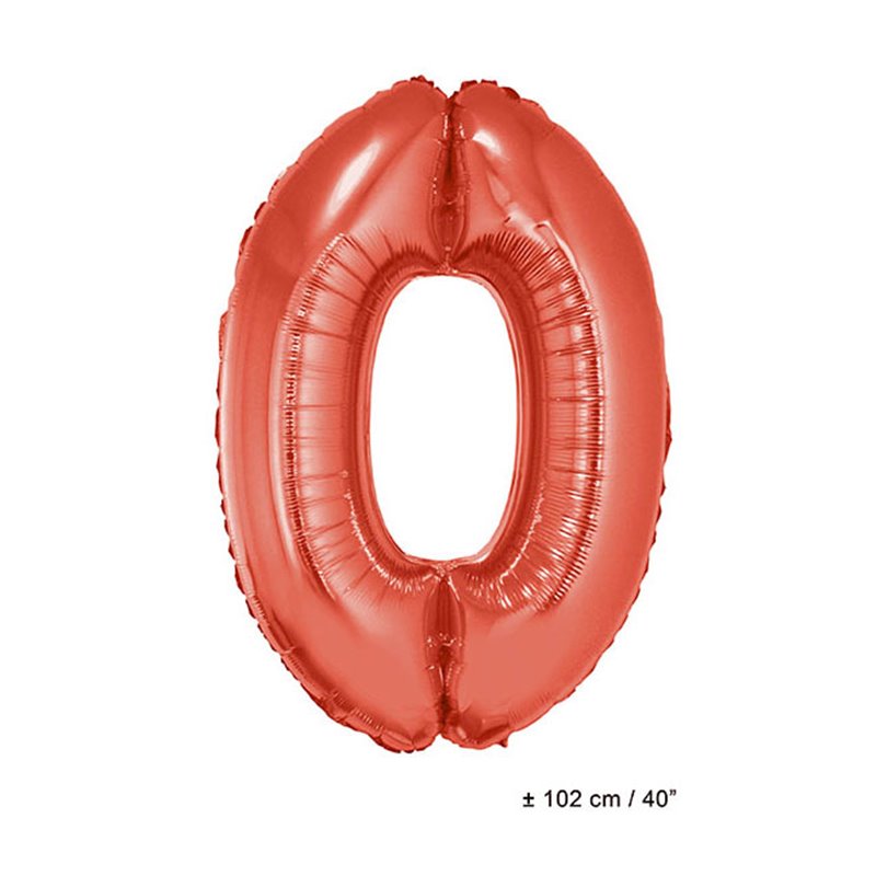 ballon chiffre "0" en aluminium rouge 1m