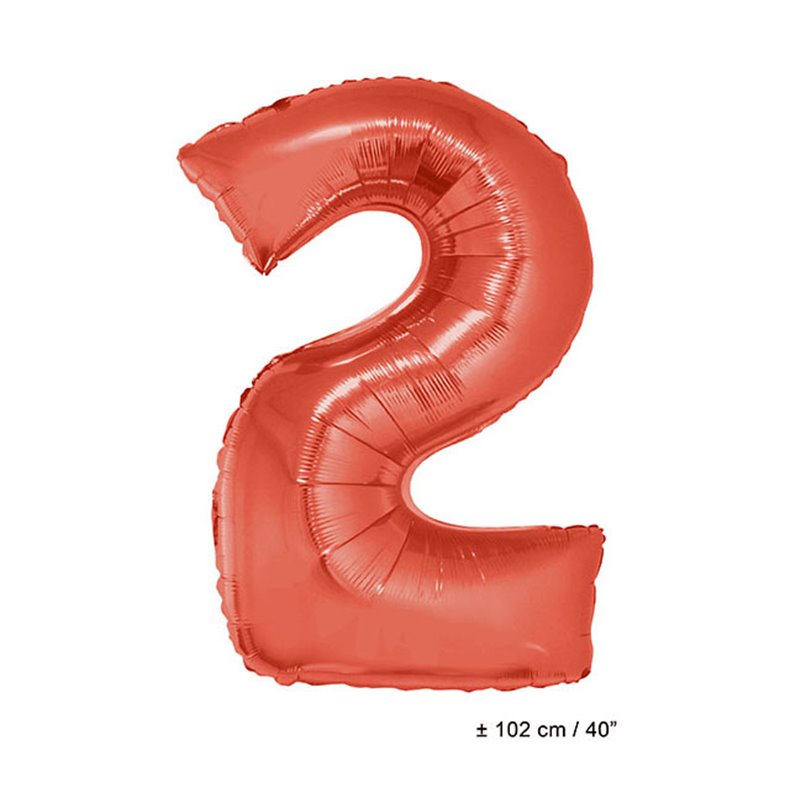 ballon chiffre "2" en aluminium rouge 1m