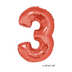 ballon chiffre "3" en aluminium rouge 1m