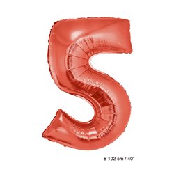 ballon chiffre "5" en aluminium rouge 1m