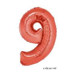 ballon chiffre "9" en aluminium rouge 1m