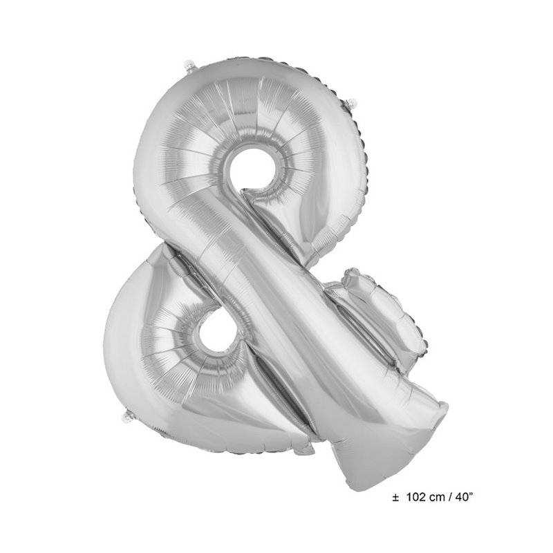 ballon symbole "&" en aluminium 1m argent