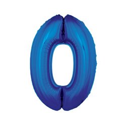 ballon chiffre "0" en aluminium bleu 1m