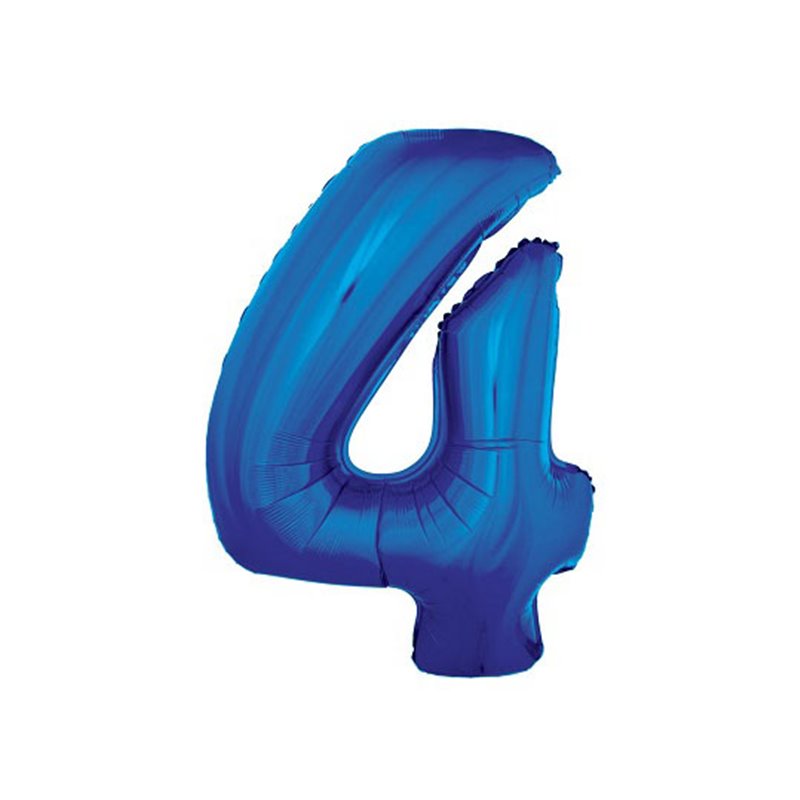 ballon chiffre "4" en aluminium bleu 1m