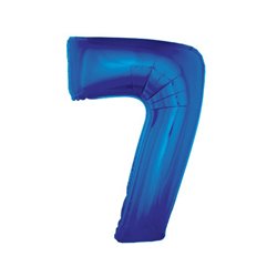 ballon chiffre "7" en aluminium bleu 1m