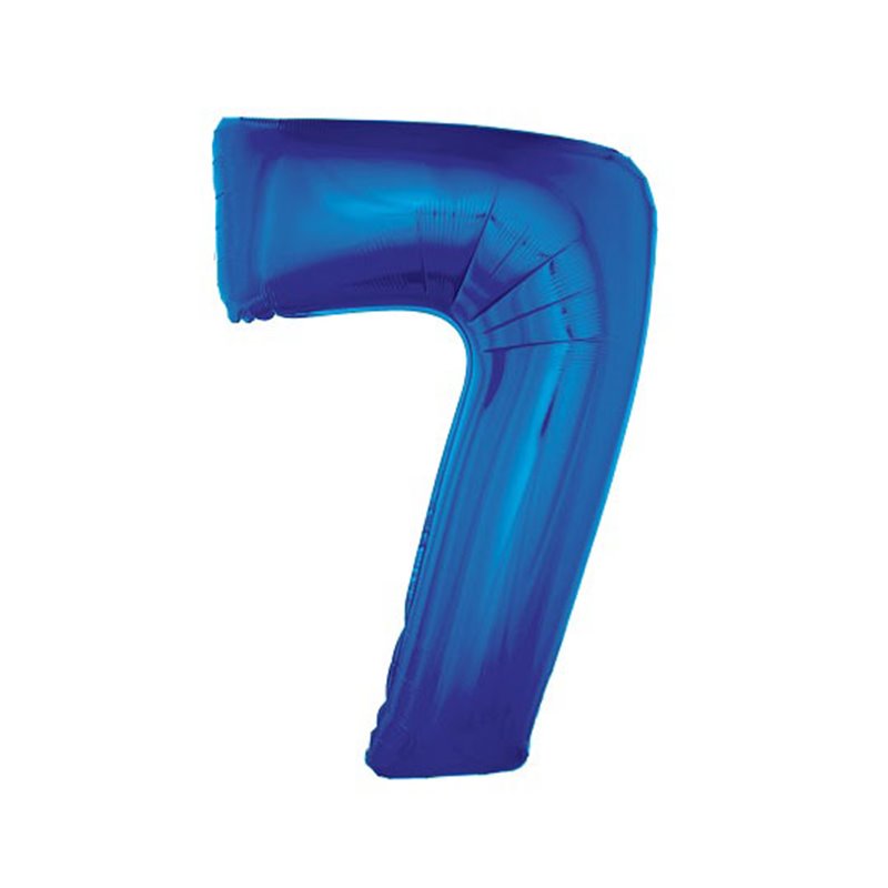 ballon chiffre "7" en aluminium bleu 1m