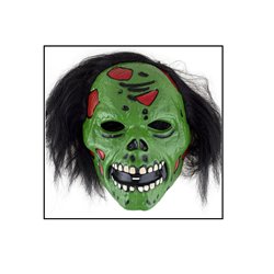 masque coque d'horreur zombie vert avec cheveux