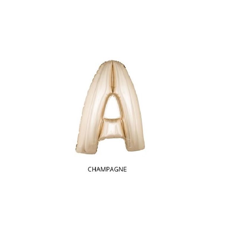 ballon lettre "a" en aluminium 1m champagne