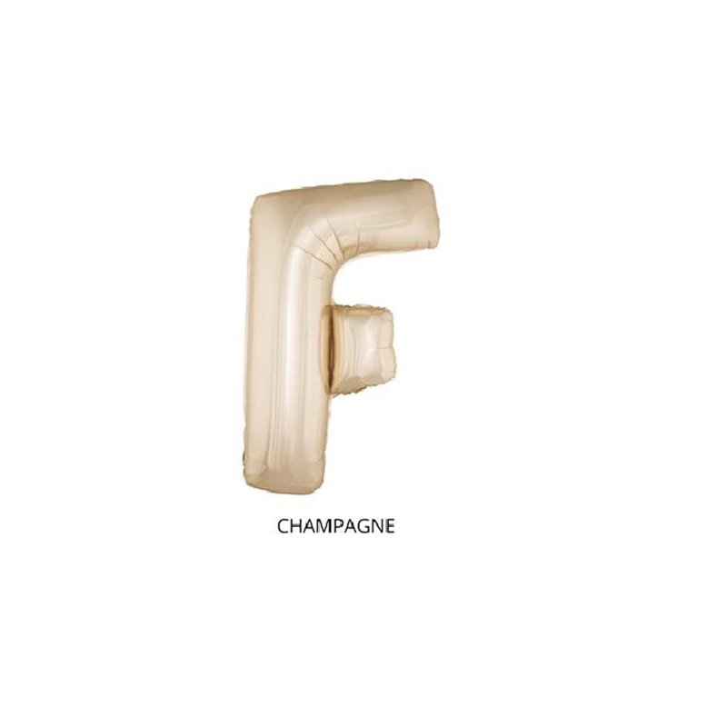 ballon lettre "f" en aluminium 1m champagne