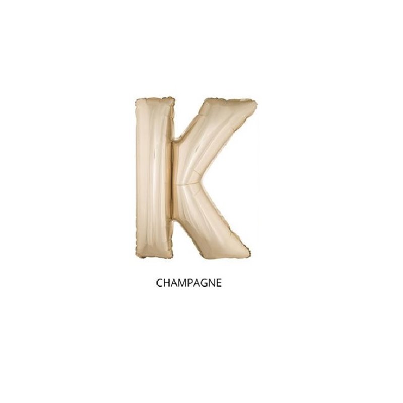 ballon lettre "k" en aluminium 1m champagne