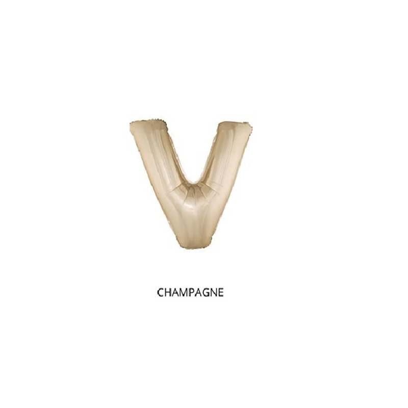 ballon lettre "v" en aluminium 1m champagne