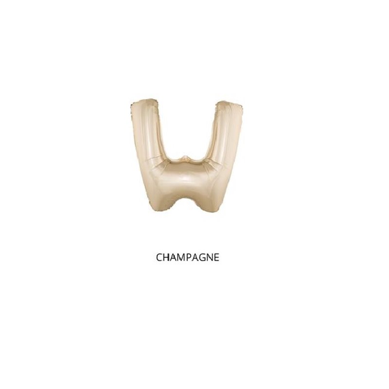 ballon lettre "w" en aluminium 1m champagne