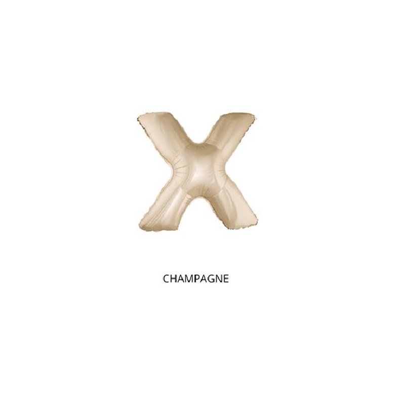 ballon lettre "x" en aluminium 1m champagne