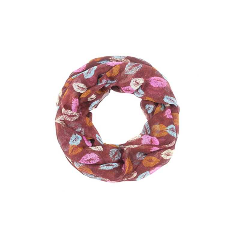 foulard tube motif lèvre rose/bleu/blanc