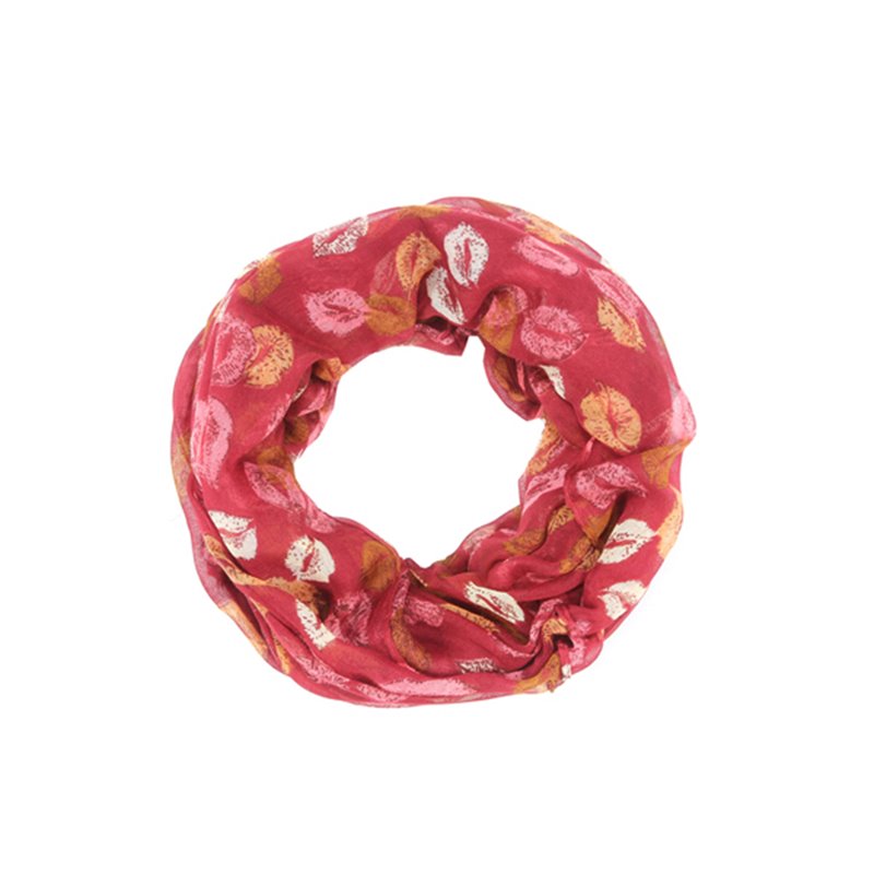 foulard tube motif lèvre rose/blanc/orange