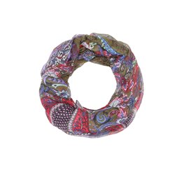 foulard tube motif cachemire kaki/rouge/violet