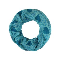 foulard tube coeurs turquoise sch-700b