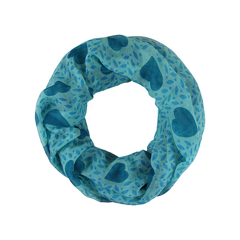 foulard tube coeurs turquoise sch-700b