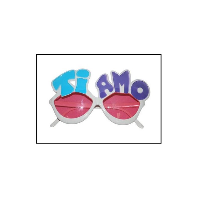 lunettes gag motif "ti amo" verres rose