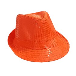 chapeau tribly à sequins néon fluo orange