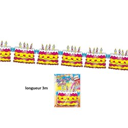 guirlande motifs gateaux d'anniversaire multicolores 3m