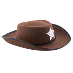 chapeau cowboy marron avec étoile et cordon enfant