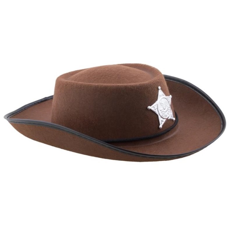 chapeau cowboy marron avec étoile et cordon enfant