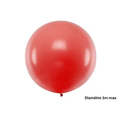 ballon rond géant rouge pastel 1m