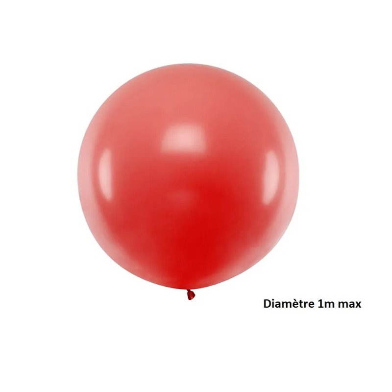 ballon rond géant rouge pastel 1m