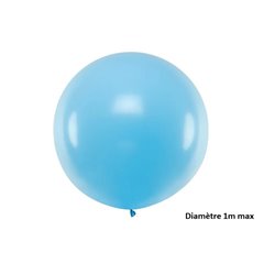 ballon rond géant bleu ciel pastel 1m