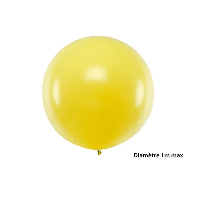 ballon rond géant jaune pastel 1m