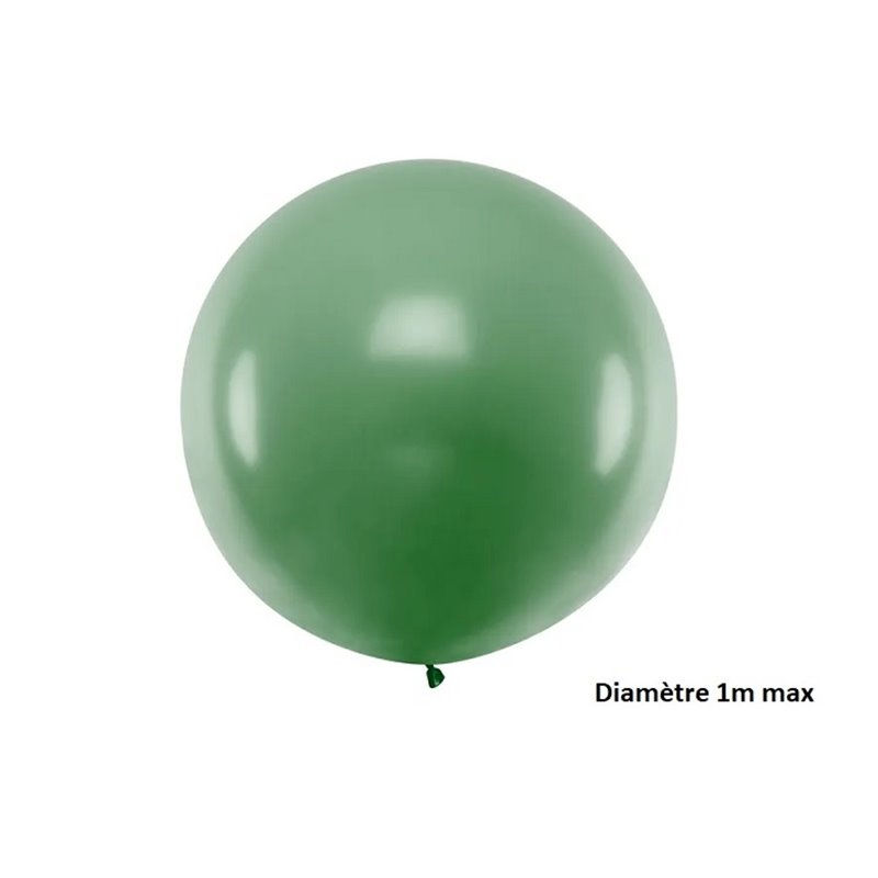 ballon rond géant vert fonçé pastel 1m