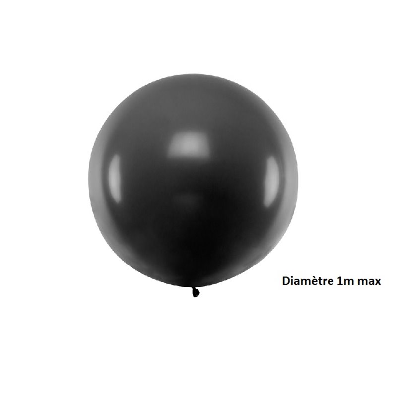 ballon rond géant noir pastel 1m