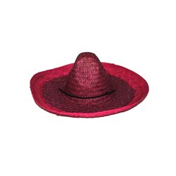 sombrero en paille rouge rose adulte 50cm