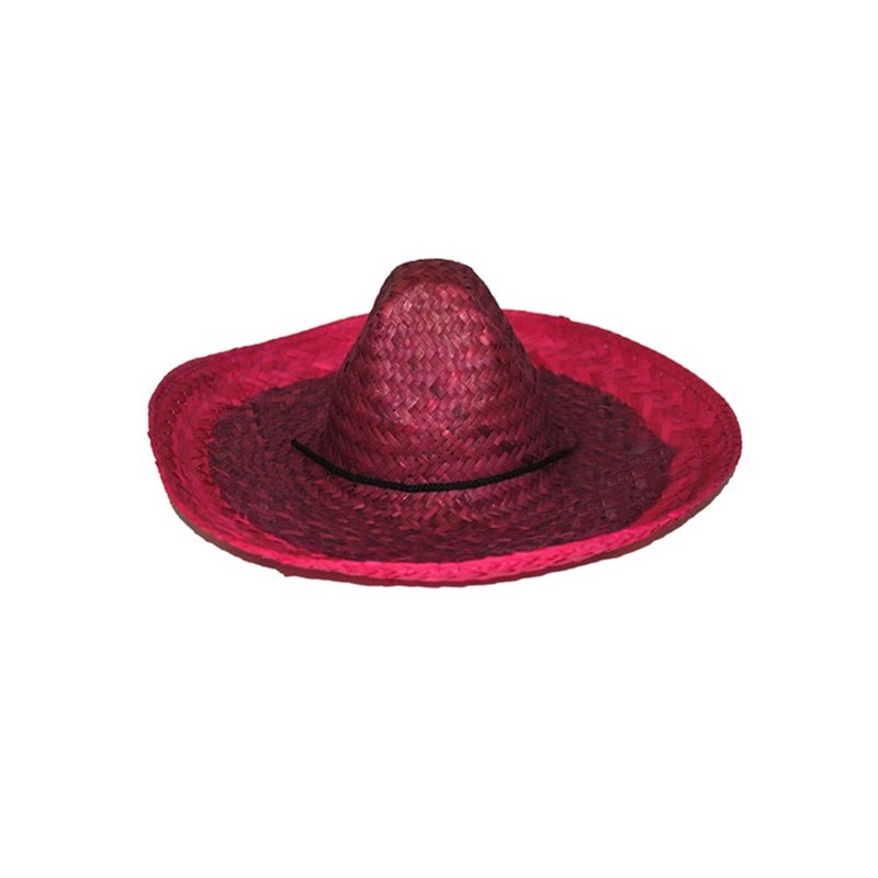 sombrero en paille rouge rose adulte 50cm