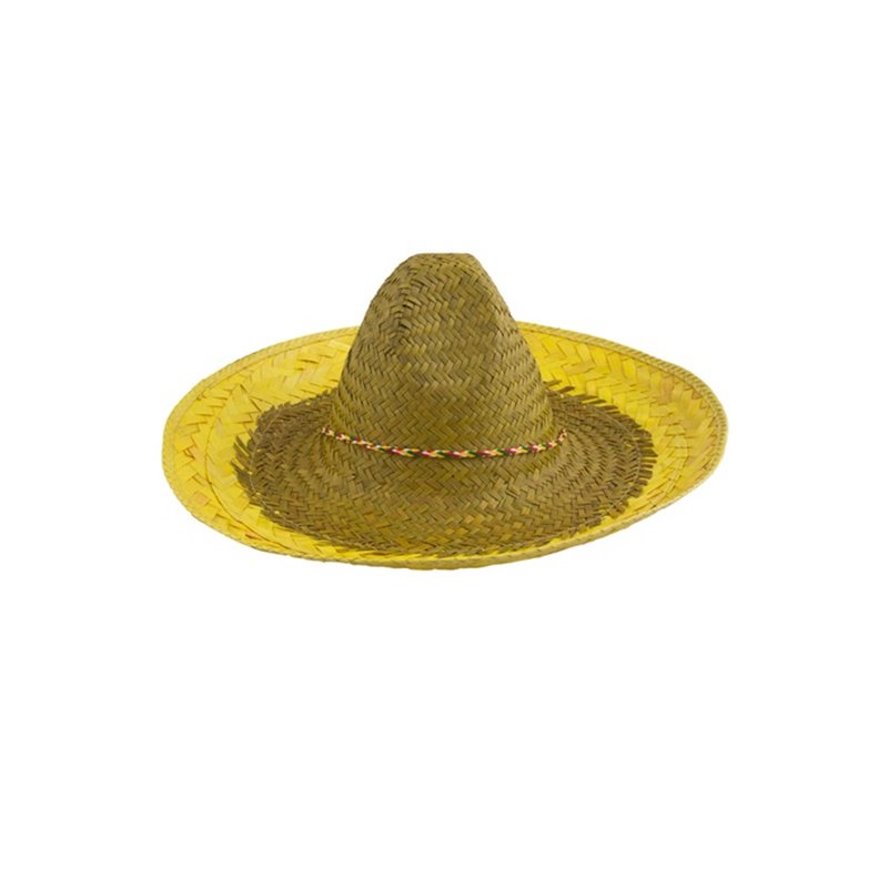 sombrero en paille jaune adulte 50cm