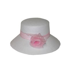 chapeau de femme blanc avec noeud rose