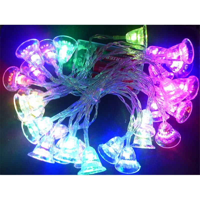 guirlande lumineuse de noël 30 cloches led's multicolores 3.8m