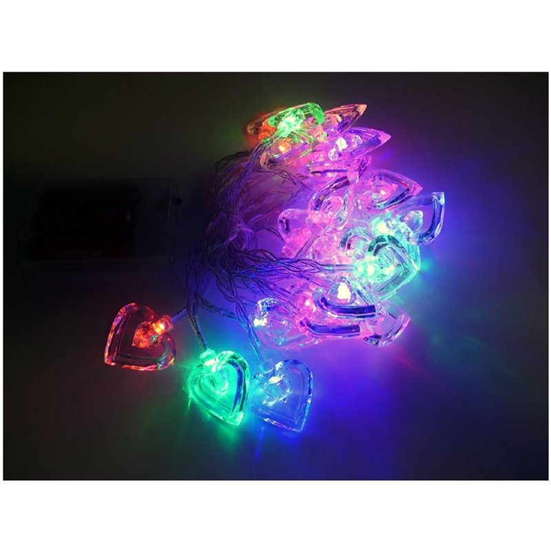 guirlande lumineuse de noël 30 coeurs led's multicolores 3.8m