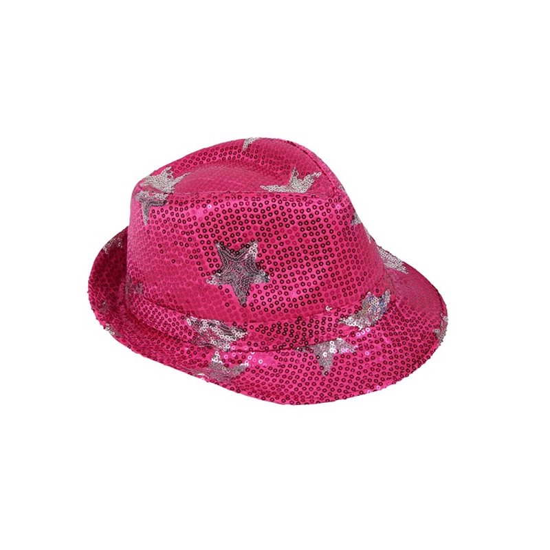 chapeau tribly à sequins rose avec étoiles