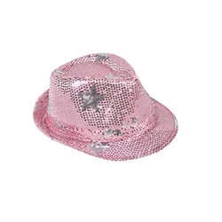 chapeau tribly à sequins rose clair avec étoiles