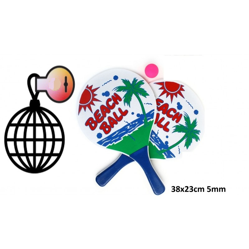 set de beachball 2 raquettes et 1 balle 38x24cm