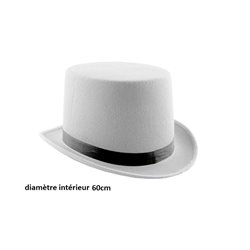 chapeau haut de forme feutrine blanc 60cm